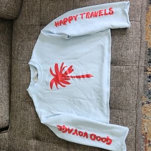 KERRI ROSENTHAL Micki sweatshirt XS Good Voyage Happy Travels Cropped Crewneck